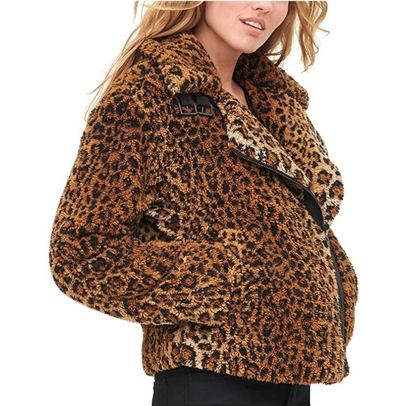 NWT Levi’s Megan Leopard Sherpa Moto Jacket XS SFH - Picture 11 of 13